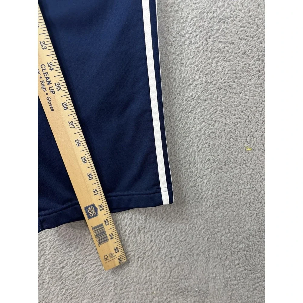 Adidas Pants Mens Large Blue 3 Stripe Track Knit Elastic Waist Pockets Rugby Men